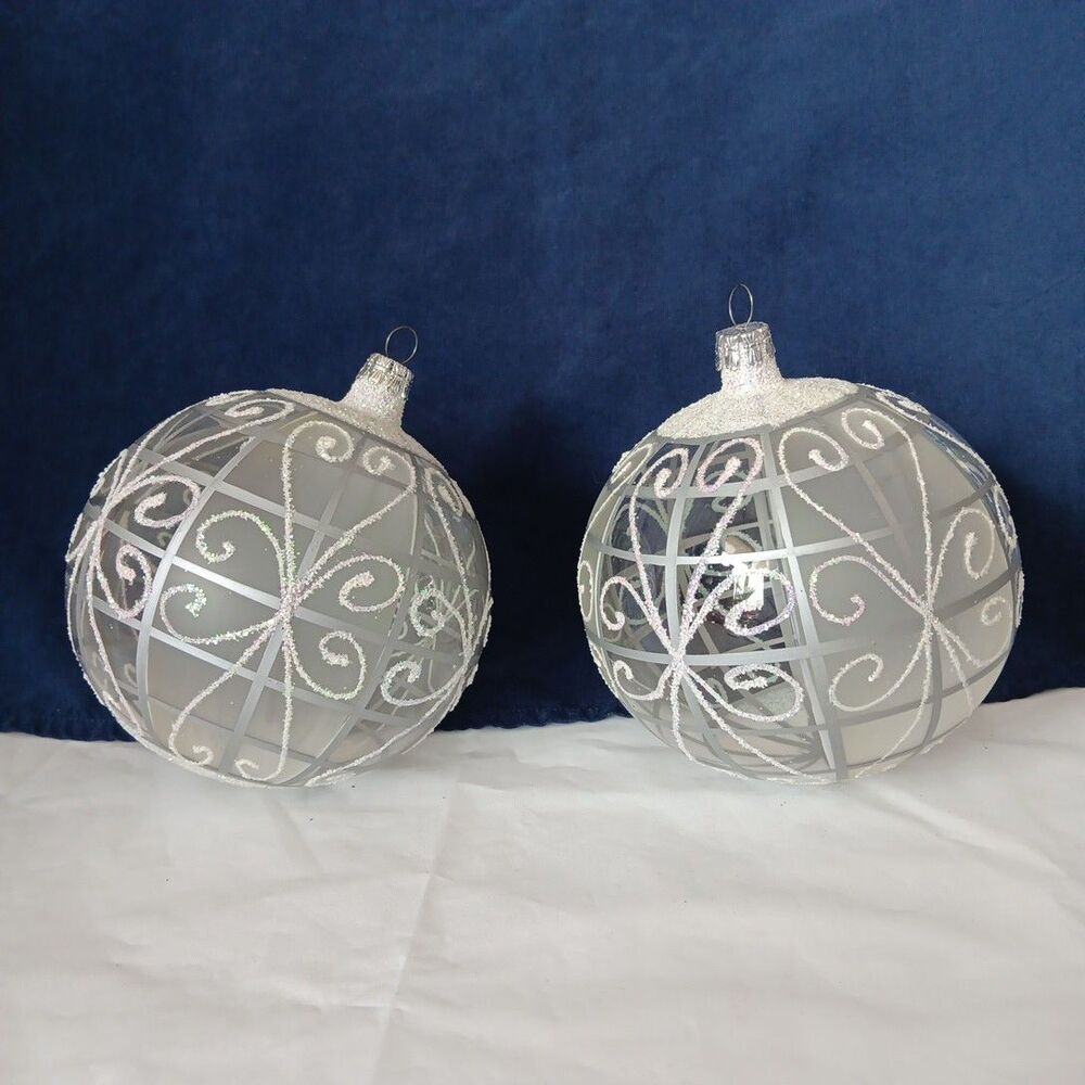 Dillards Hand Blown Glass Ornaments Made In Czech Republic Silver Glitter